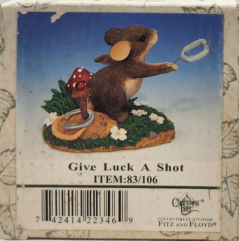 Charming Tails Give Luck a Shot Figurine Mouse Mice Horseshoe Pitching 83/106